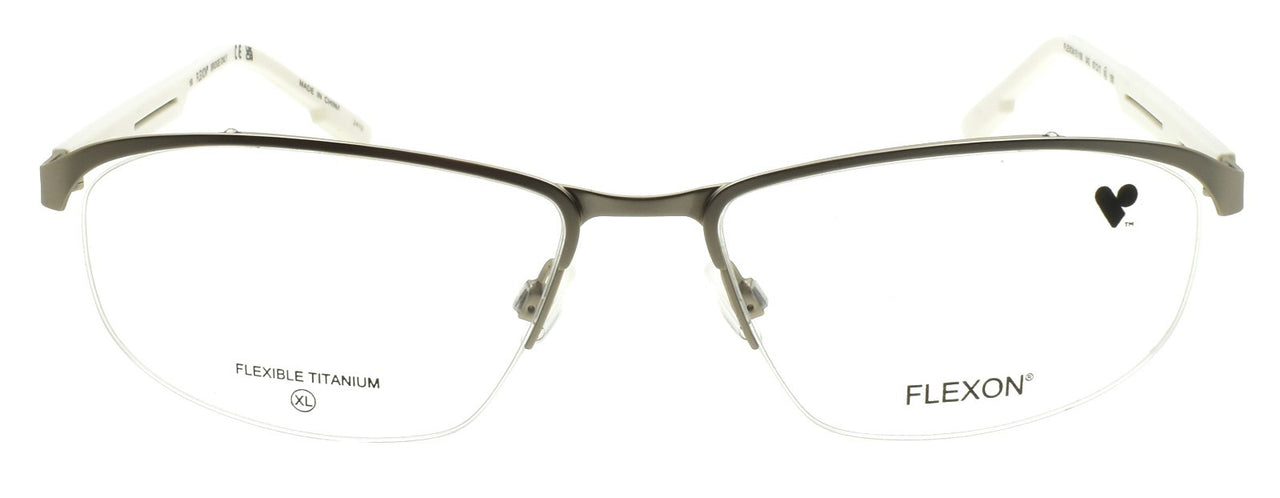 Flexon E1158 042 XL Men's Glasses Frame Half-rim Satin Silver 57-17-150 Titanium