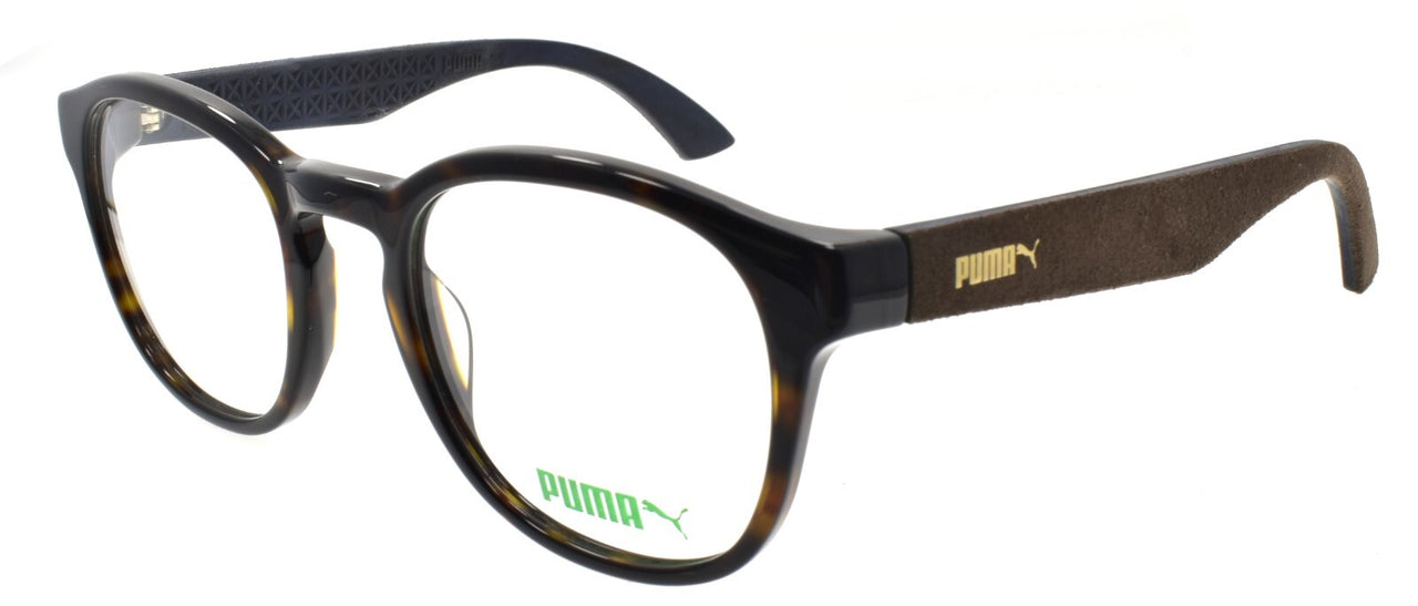 PUMA PU0043O 003 Eyeglasses Frames 49-22-140 Havana & Brown w/ Suede