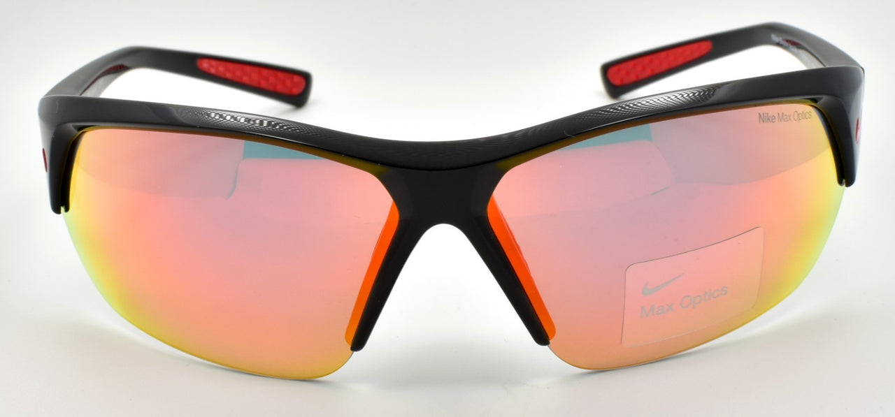 Nike Skylon Ace M FQ4684 010 Men's Sunglasses Half-Rim Wrap Black / Red Mirrored