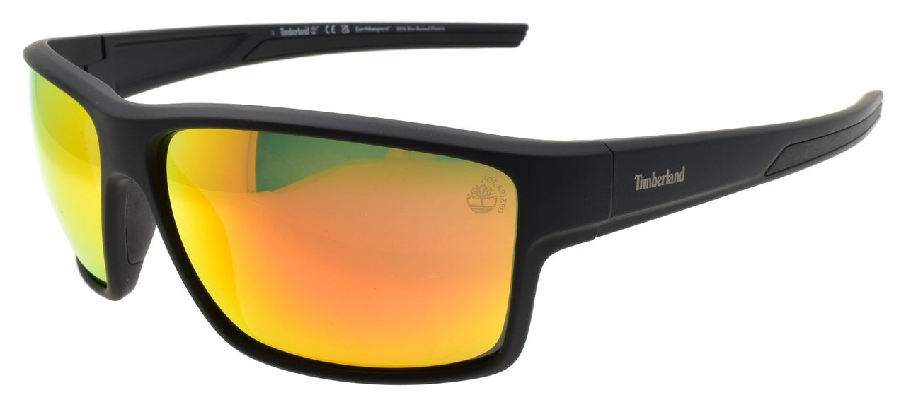 Timberland TB9277 02D Men's Sunglasses Wraparound Black / Mirrored Polarized