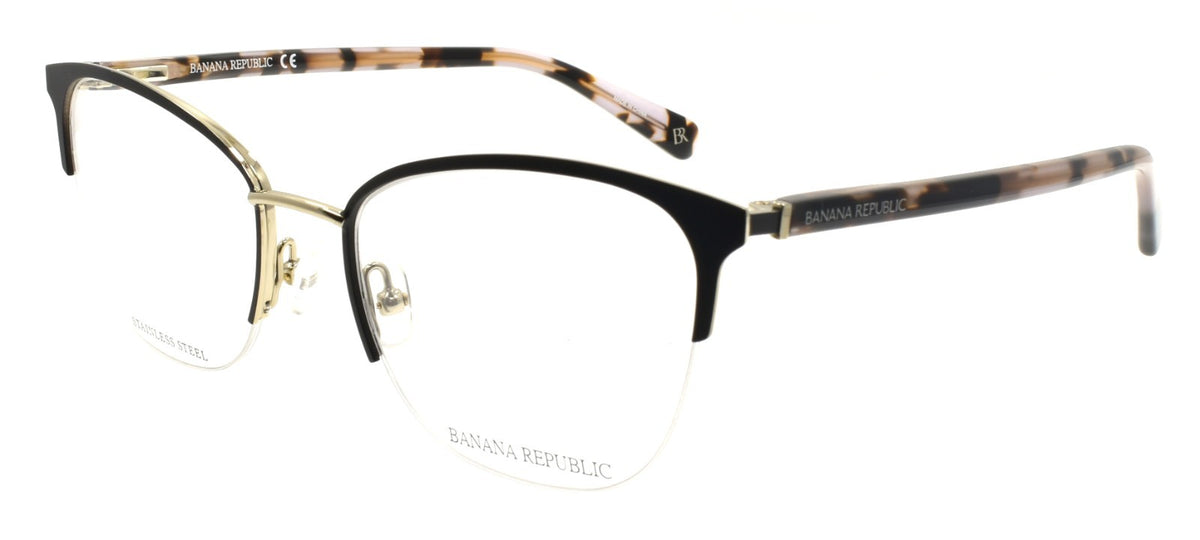 Banana Republic BR223 I46 Women's Glasses Frames Half-rim 52-18-140 Black / Gold