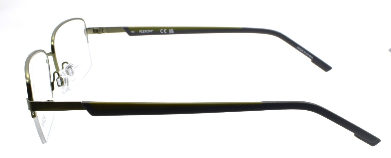 Flexon H6084 314 XL Men's Eyeglasses Halfrim Matte Moss 5717150 Flex Titanium2