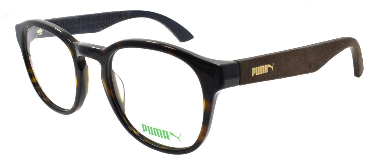 PUMA PU0043O 003 Eyeglasses Frames 49-22-140 Havana & Brown w/ Suede