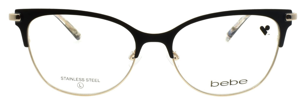 Bebe BB5224 001 Women's Eyeglasses Frames Cat Eye 55-17-140 Jet Black / Gold