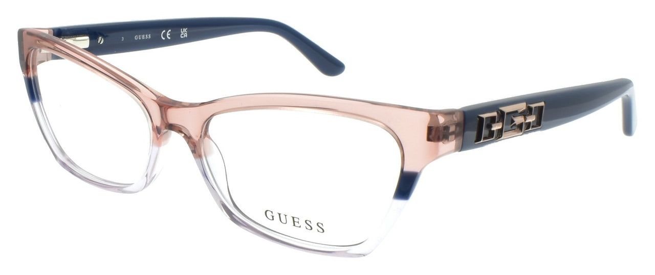 GUESS GU2979 092 Women's Eyeglasses Frames Cat Eye 54-16-140 Blue / Pink Crystal