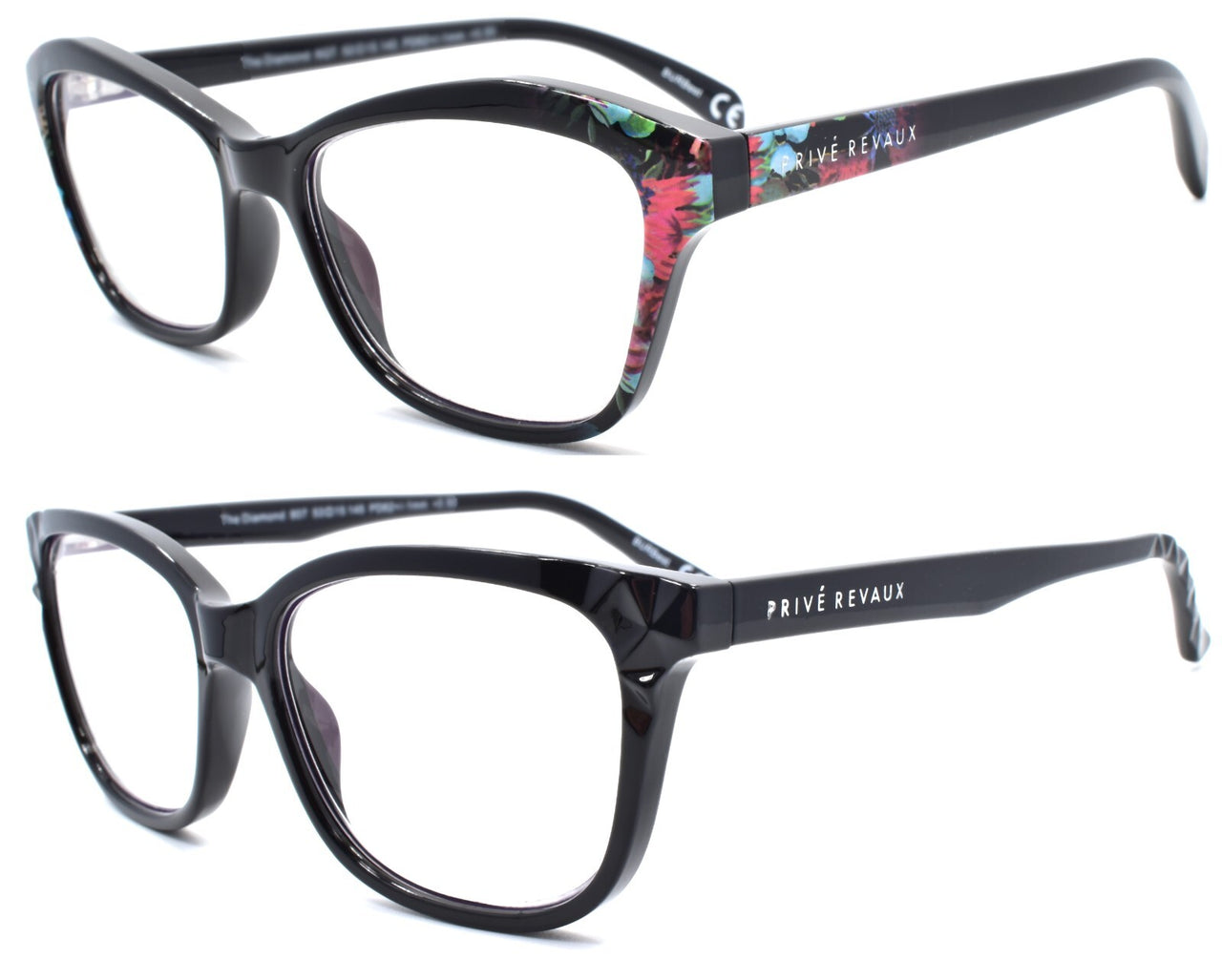 2 Pack Prive Revaux Diamond Blue Light Blocking Readers +0.50 Red Floral / Black