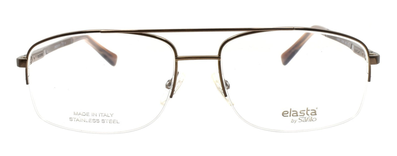 Safilo Elasta E7246 09Q Men's Eyeglasses Half-rim Large 58-17-150 Brown Italy