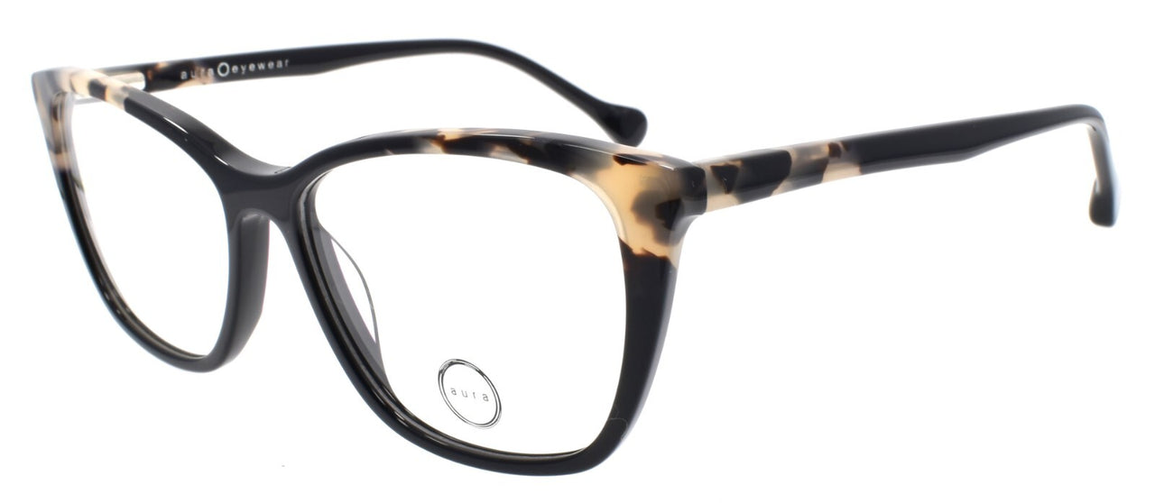 Aura Claudette BLK Women's Eyeglasses Frames Cat Eye Acetate 54-15-140 Black