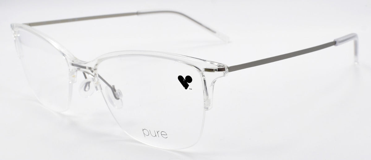Airlock Pure 3005 971 Women's Glasses Frames Half-rim 53-18-145 Crystal Clear