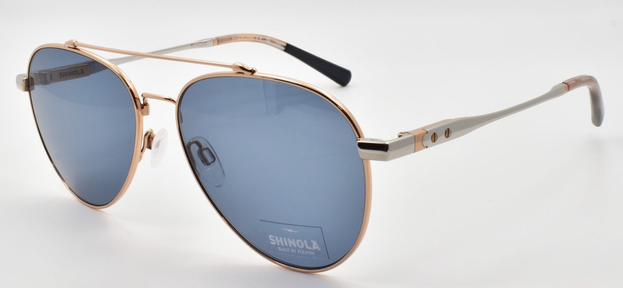 Shinola by Flexon SH2101S 781 Aviator Sunglasses 56-16-145 Rose Gold & Silver