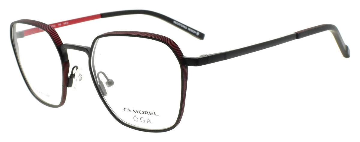 OGA 10165O NR10 Morel Men's Eyeglasses Frames Titanium 51-22-145 Black / Red