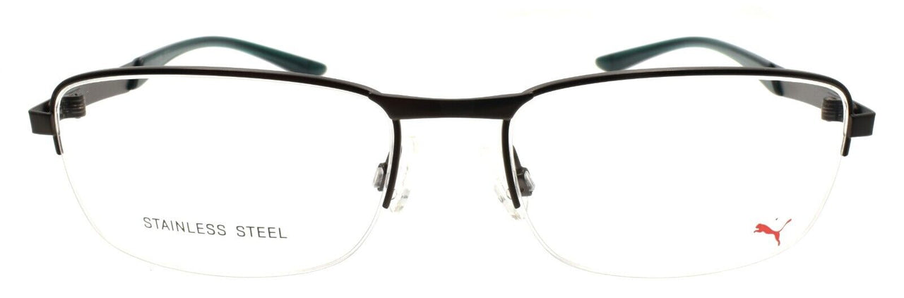 PUMA PU0094O 006 Men's Eyeglasses Frames Half-Rim 57-18-140 Ruthenium