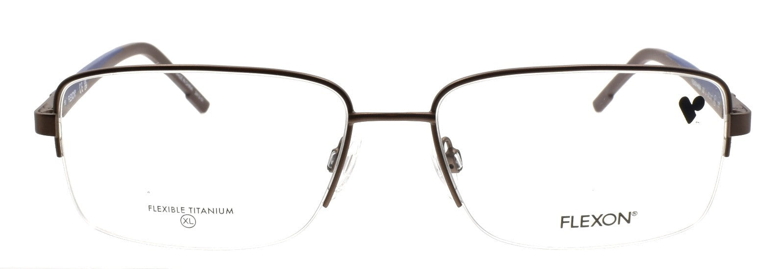 Flexon H6084 202 XL Men's Glasses Halfrim Matte Coffee 5717150 Flex Titanium1