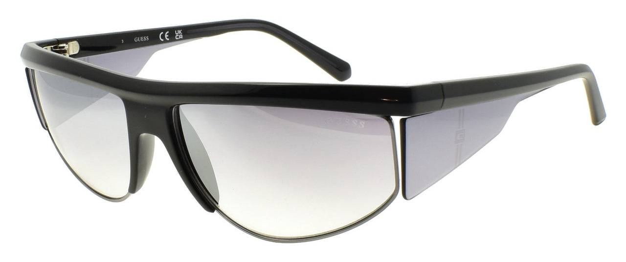 GUESS GU00072 01C Men's Sunglasses Browline 62-16-135 Black / Smoke Mirror