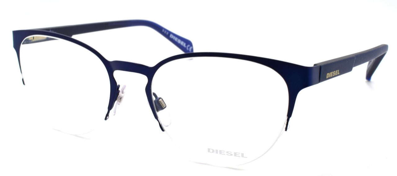 Diesel DL5158 091 Unisex Eyeglasses Frames Half Rim 52-19-145 Matte Blue