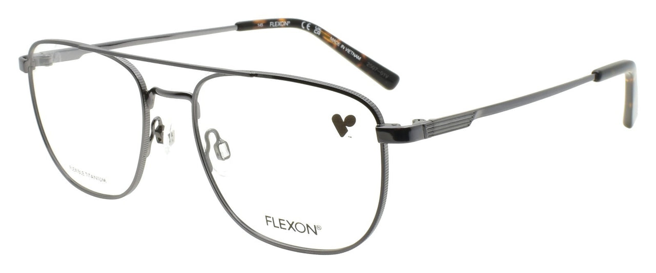 Flexon H6072 N 070 Men's Glasses Aviator 52-17-145 Gunmetal Flexible Titanium