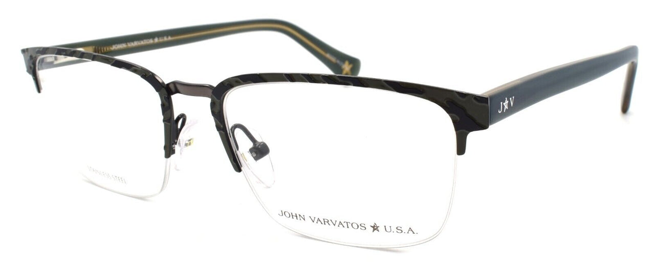 John Varvatos VJVC007 Men's Eyeglasses Frames Half-rim 53-18-145 Sage / Black