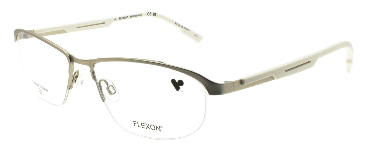 Flexon E1158 042 XL Men's Glasses Frame Half-rim Satin Silver 57-17-150 Titanium