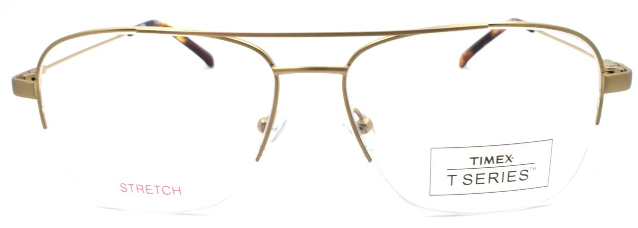 Timex 5:24 PM Men's Eyeglasses Frames Aviator Half-rim Flex LARGE 58-16-150 Gold