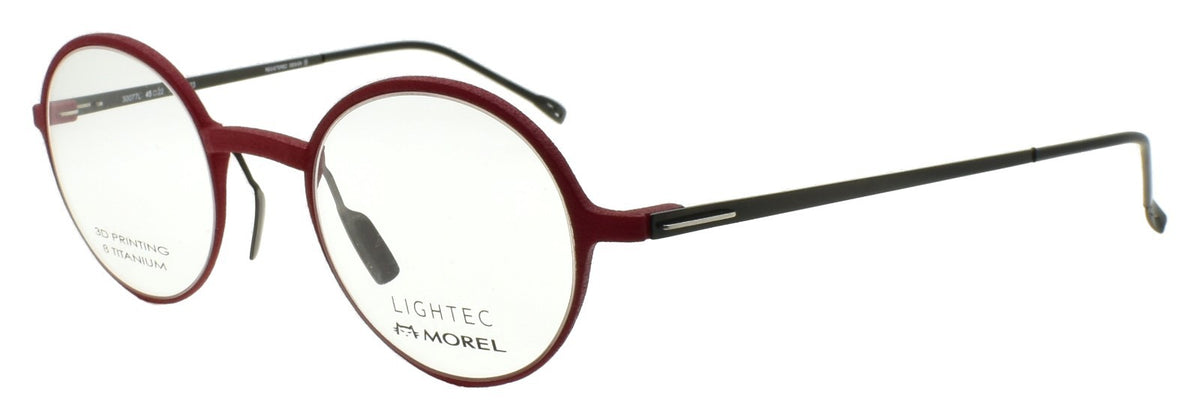 LIGHTEC 30077L RG23 Morel Eyeglasses Round 45-22-140 Red Black