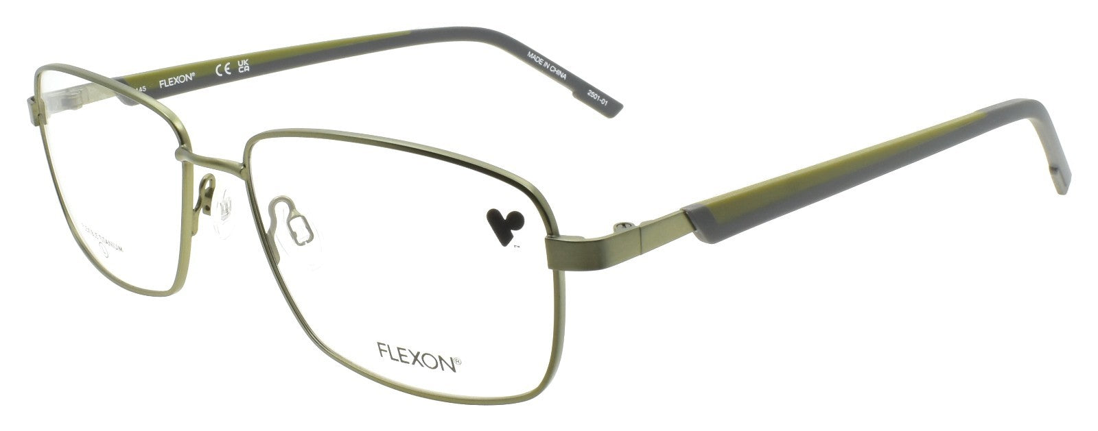 Flexon H6077 306 Men's Eyeglasses Frames 57-17-145 Satin Moss Green Titanium0