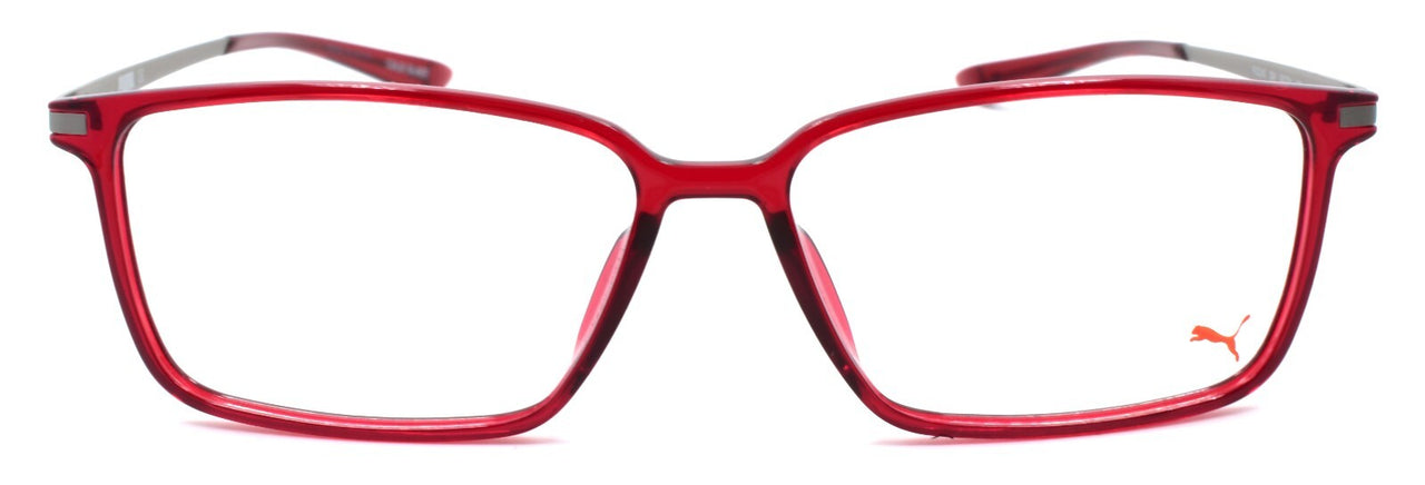 PUMA PU0114O 004 Eyeglasses Frames 55-14-145 Burgundy Red / Silver