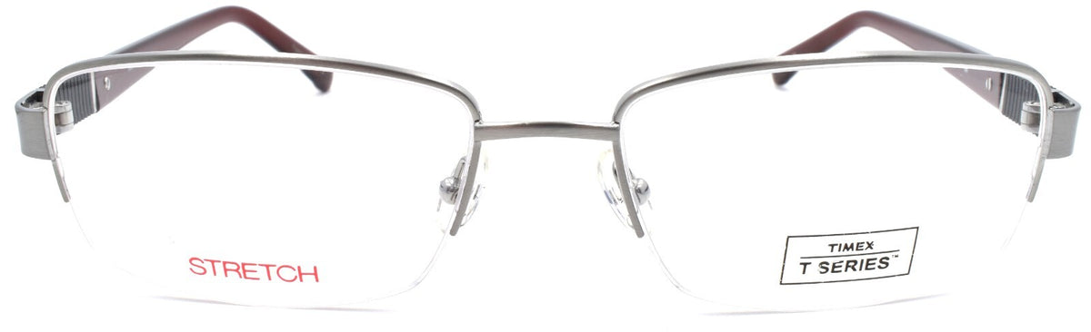 Timex 3:36 PM Men's Eyeglasses Frames Half-rim LARGE Flexible 57-18-145 Gunmetal