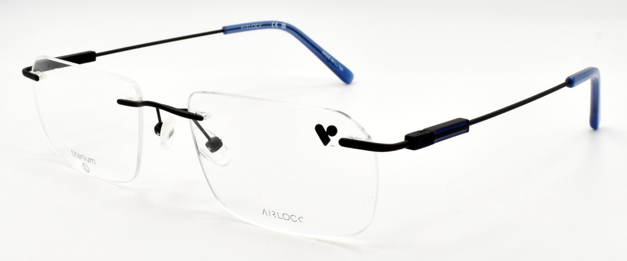 Airlock Crop 201 002 Men's Eyeglasses Frames Rimless 54-18-145 Satin Black