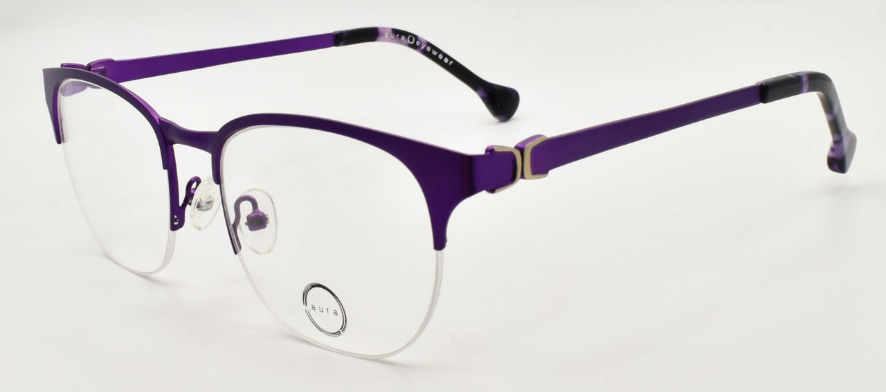 Aura Eyewear Elizabeth Women's Eyeglasses Frames Half-rim 50-18-135 Purple