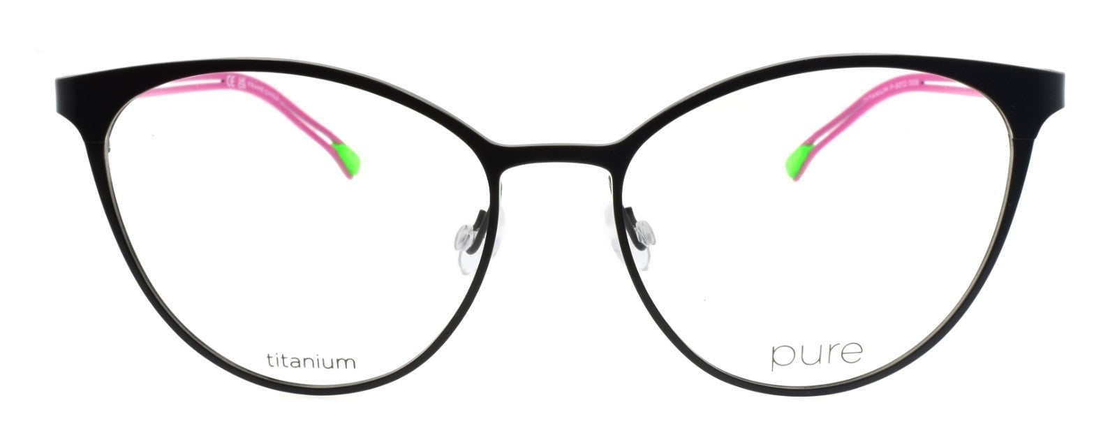 Airlock Pure P-5012 006 Women's Glasses Cat-Eye Titanium 52-16-145 Black / Pink1