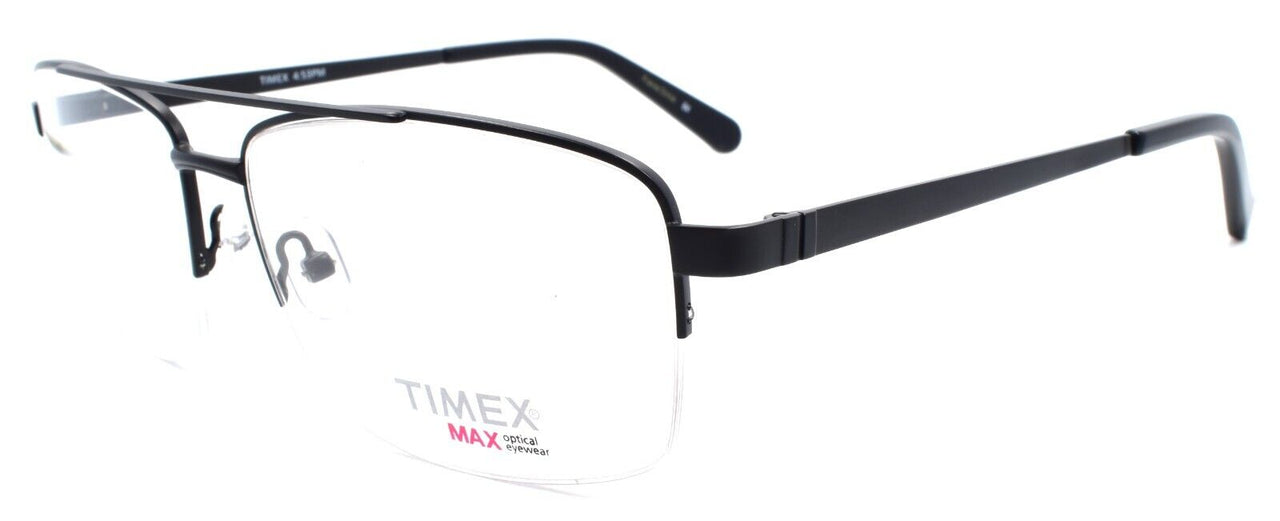 1-Timex 4:53 PM Men's Eyeglasses Frames Aviator Half-rim LARGE 58-15-145 Black-715317183796-IKSpecs