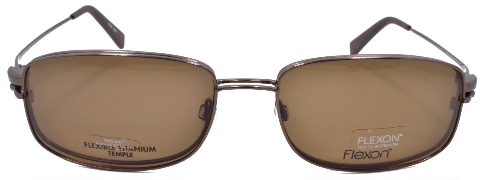 3-Flexon FLX 904 MAG 210 Men's Eyeglasses Brown 57-18-145 + Clip On Sunglasses-750666984861-IKSpecs