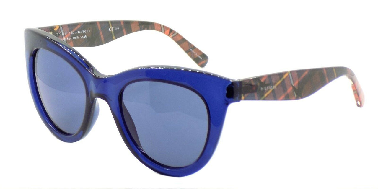 1-TOMMY HILFIGER TH1480/O/S PJPKU Women's Sunglasses Cat Eye 51-21-140 BLUE + CASE-762753960931-IKSpecs