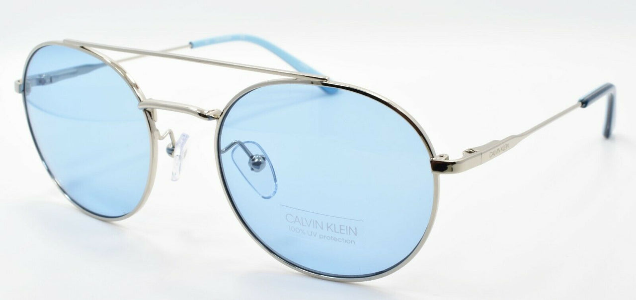 1-Calvin Klein CK18116S 046 Men's Sunglasses Aviator Round 52-19-140 Nickel / Blue-883901104189-IKSpecs
