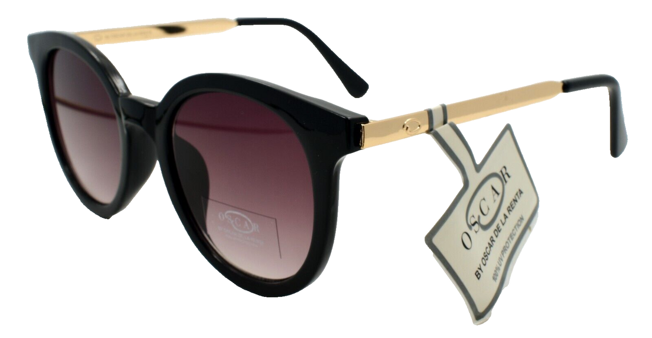 OSCAR By Oscar De La Renta OSS1289 001 Women's Sunglasses Shiny Black / Smoke