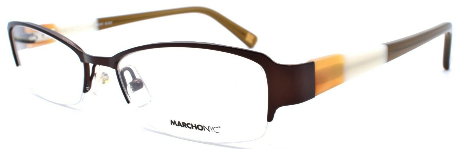 1-Marchon Plaza 210 Women's Eyeglasses Frames Half-rim 50-17-135 Satin Brown-883121938717-IKSpecs