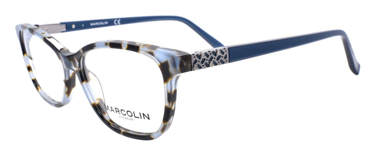 Marcolin MA5030 092 Women's Eyeglasses Frames Cat Eye 51-15-145 Blue Tortoise