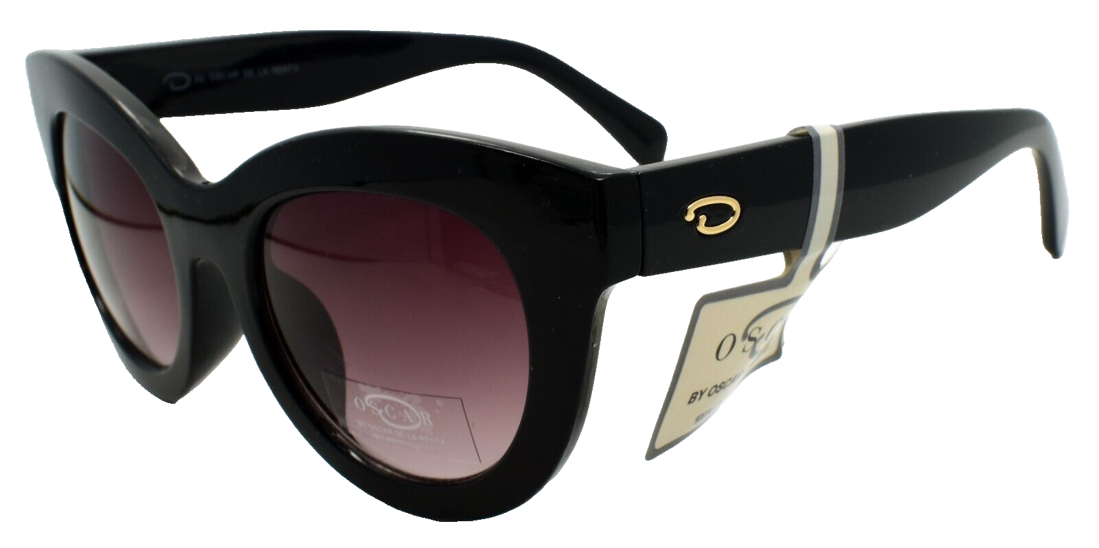 1-OSCAR By Oscar De La Renta OSS1297 001 Women's Sunglasses Shiny Black / Smoke-800414485703-IKSpecs