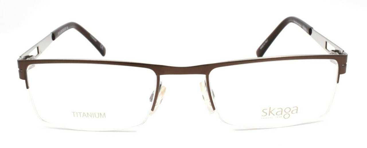 2-Skaga 3717-U Jon 201 Men's Eyeglasses Frames Half Rim TITANIUM 53-20-140 Brown-IKSpecs