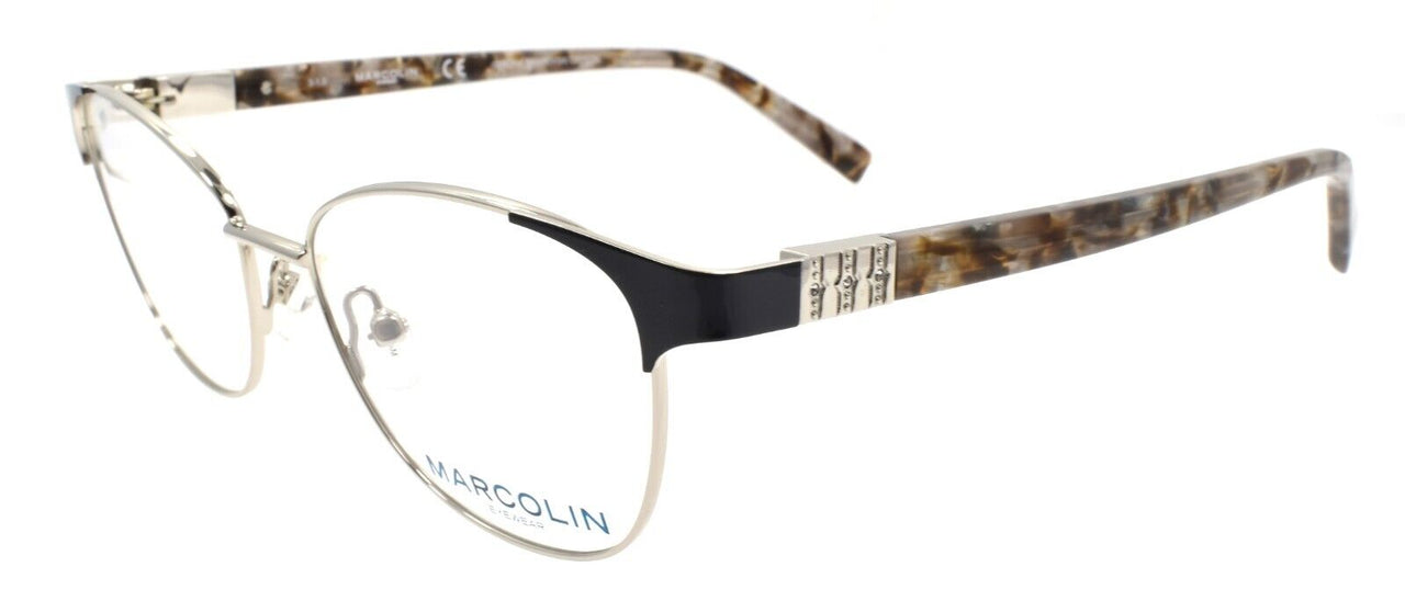 Marcolin MA5021 010 Women's Eyeglasses Swarovski 50-16-140 Shiny Light Nickeltin