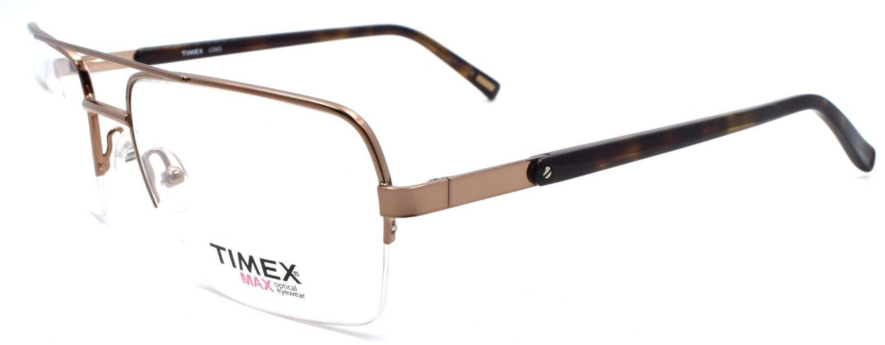1-Timex L060 PM Men's Eyeglasses Frames Aviator Half-rim LARGE 57-19-150 Brown-715317054386-IKSpecs