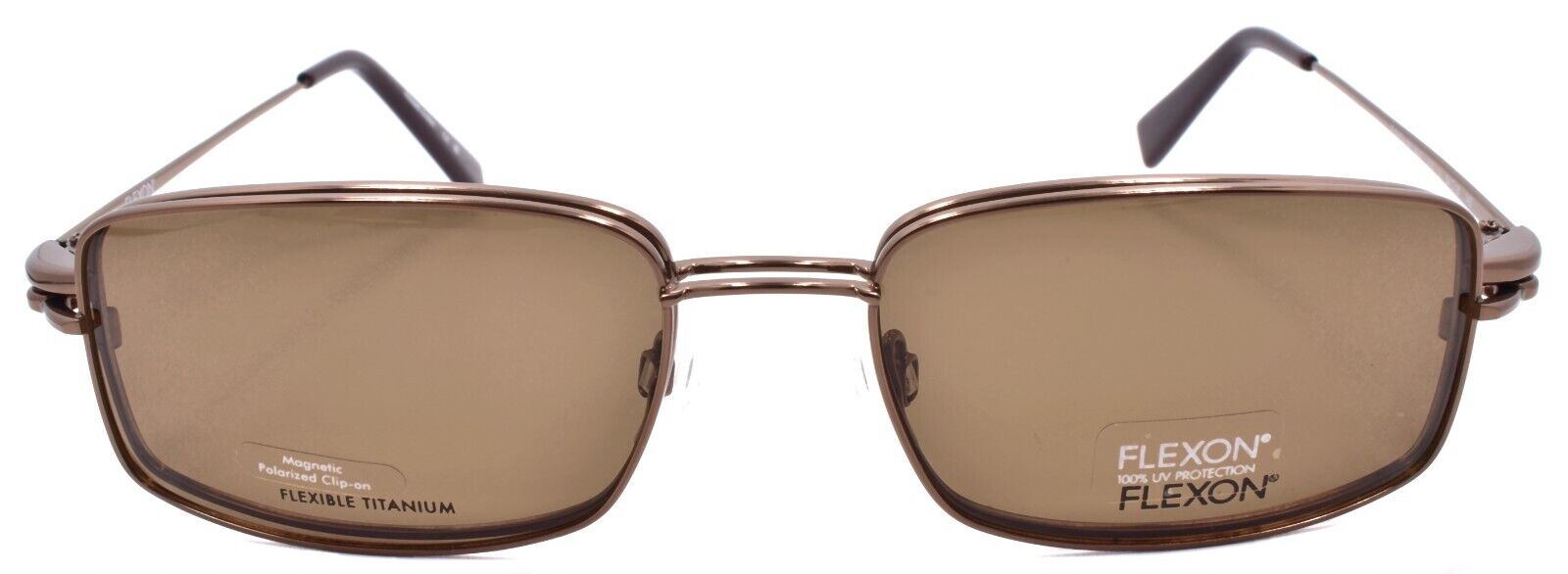 3-Flexon FLX 901 MAG 210 Men's Eyeglasses Brown 54-18-140 + Clip On Sunglasses-750666972967-IKSpecs