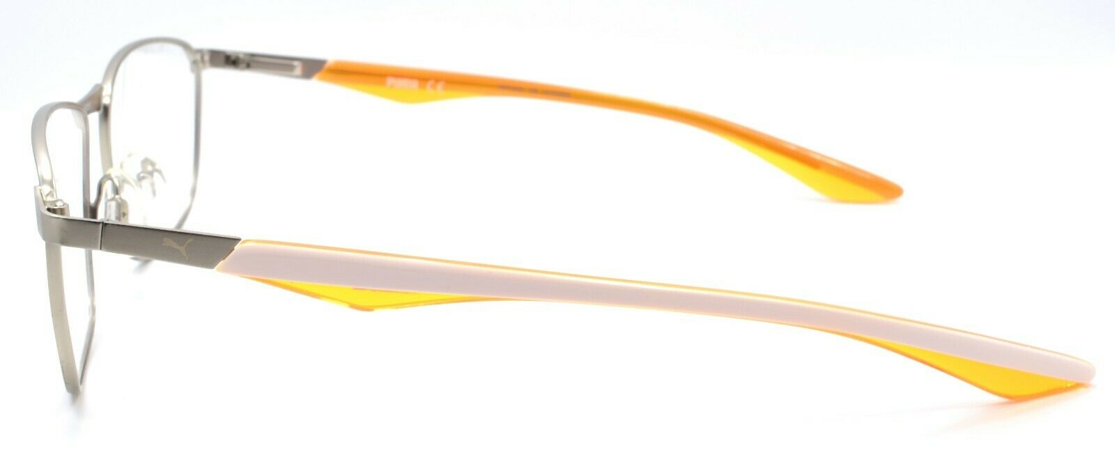 3-PUMA PU0066O 001 Men's Eyeglasses Frames 54-16-140 Silver / White / Orange-889652028316-IKSpecs