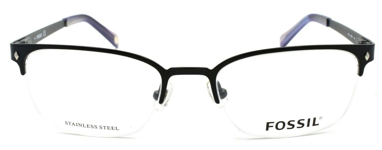 2-Fossil Will 0RX1 Men's Eyeglasses Frames Half-rim 52-19-145 Matte Black-716737556764-IKSpecs