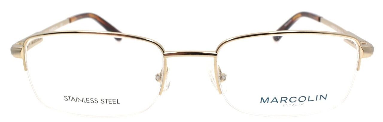 Marcolin MA3002 032 Men's Eyeglasses Frames Half Rim 54-19-145 Pale Gold