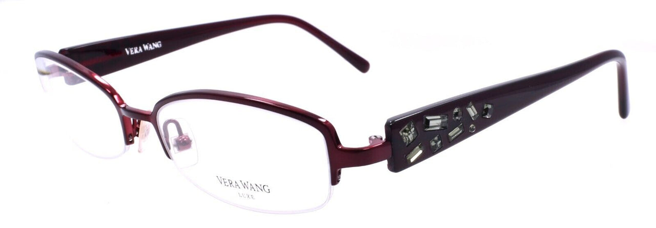 Vera Wang Plush BU Women's Eyeglasses Half-rim 51-17-130 Burgundy w/ Crystals