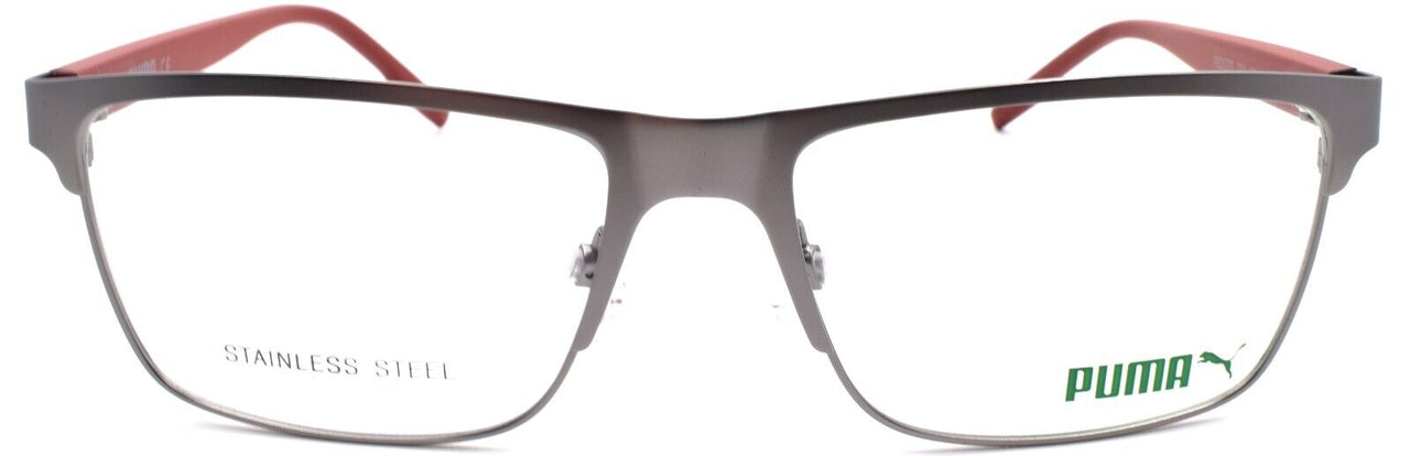 2-PUMA PE0137O 004 Men's Eyeglasses Frames 56-17-140 Ruthenium / Burgundy-889652291611-IKSpecs