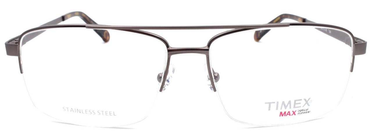 2-Timex 4:53 PM Men's Eyeglasses Frames Aviator Half-rim LARGE 58-15-145 Gunmetal-715317183901-IKSpecs