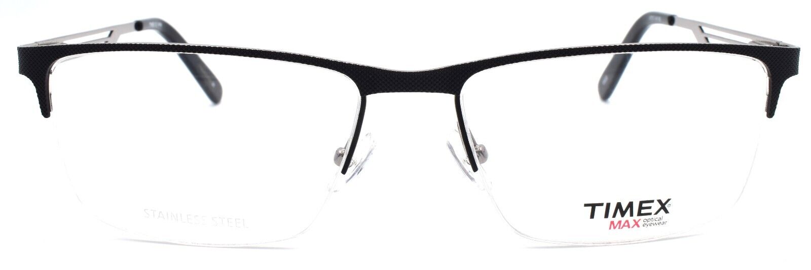 2-Timex 2:14 PM Men's Eyeglasses Frames Half-rim LARGE 57-17-145 Black-715317196857-IKSpecs