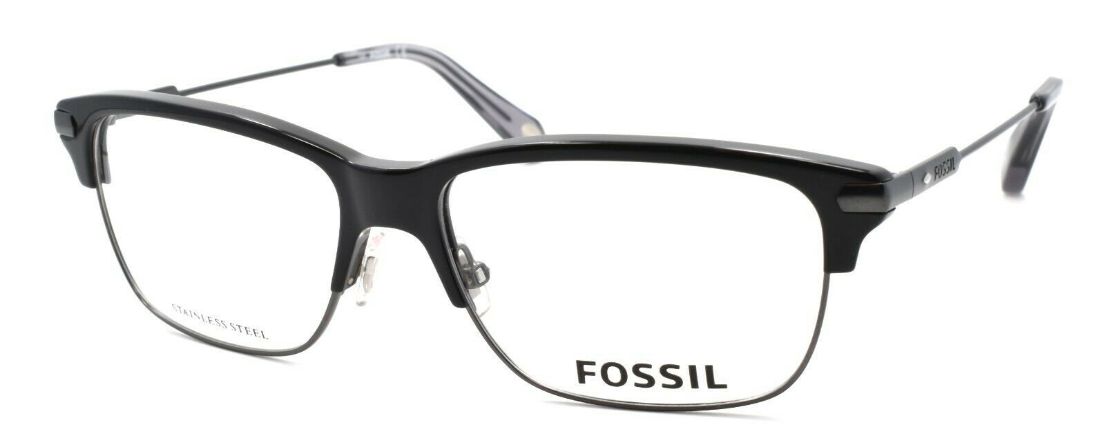 1-Fossil FOS 6056 OIP Men's Eyeglasses Frames 53-15-145 Ruthenium / Black + CASE-762753386274-IKSpecs